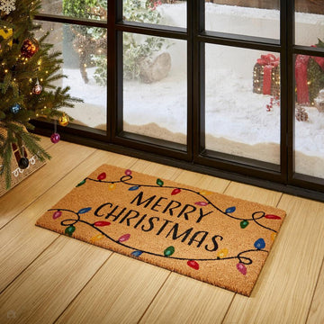 Christmas Coir Merry Christmas Lights Mat-Think Rugs-Rug Love - The Most Loved Rug Store